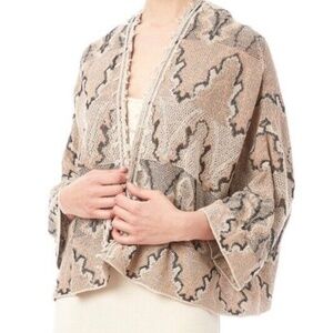Free People Multi Tan Butterfly Kimono Knit Boho Cardigan | Size Medium